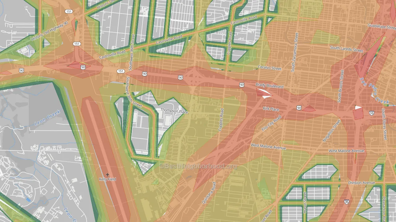 Thompson Community, San Antonio, TX Map of Noise Levels in Thompson Community