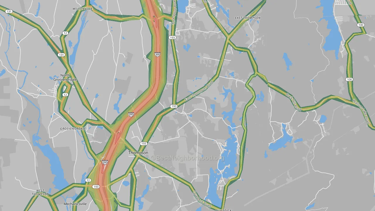 Thompson, CT Map of Noise Levels in Thompson