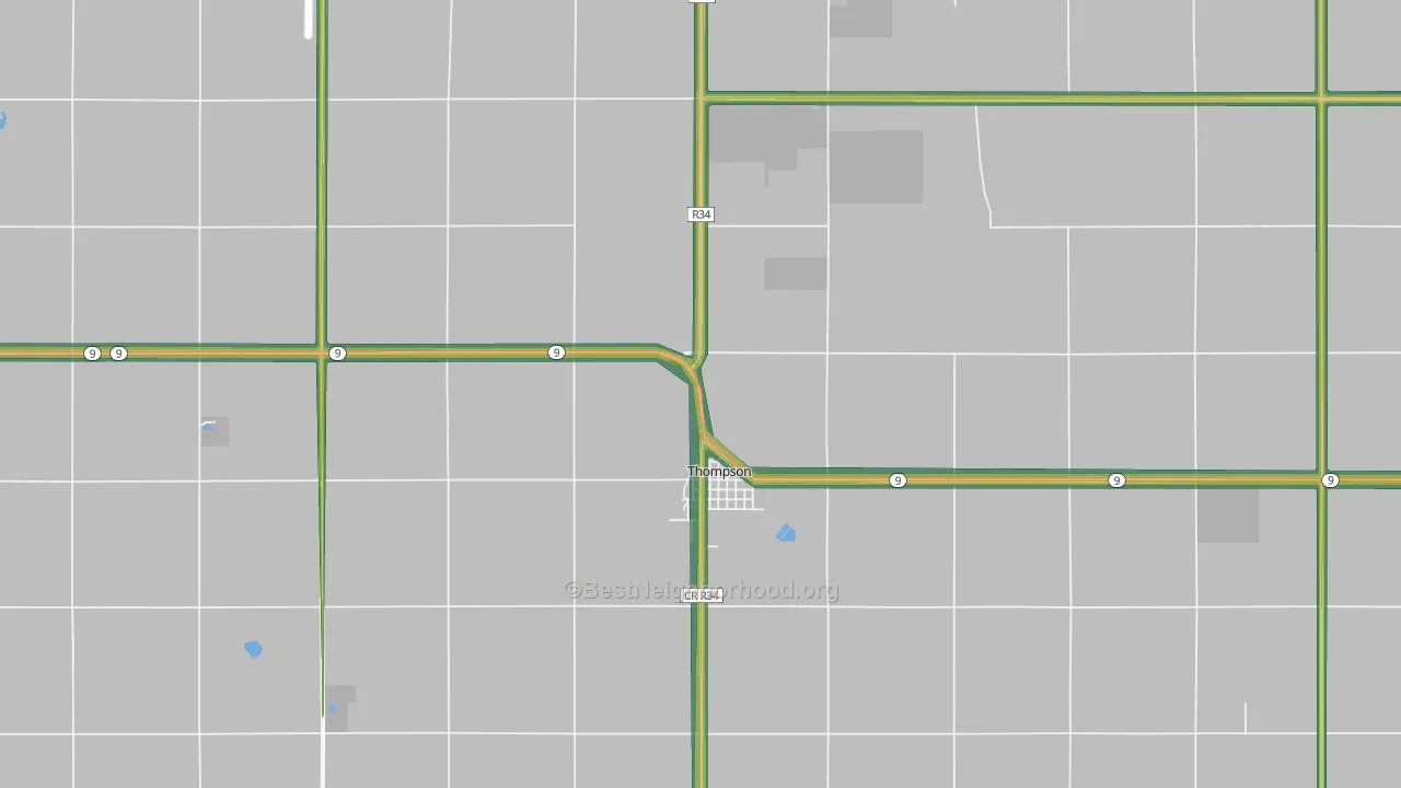 Thompson, IA Map of Noise Levels in Thompson