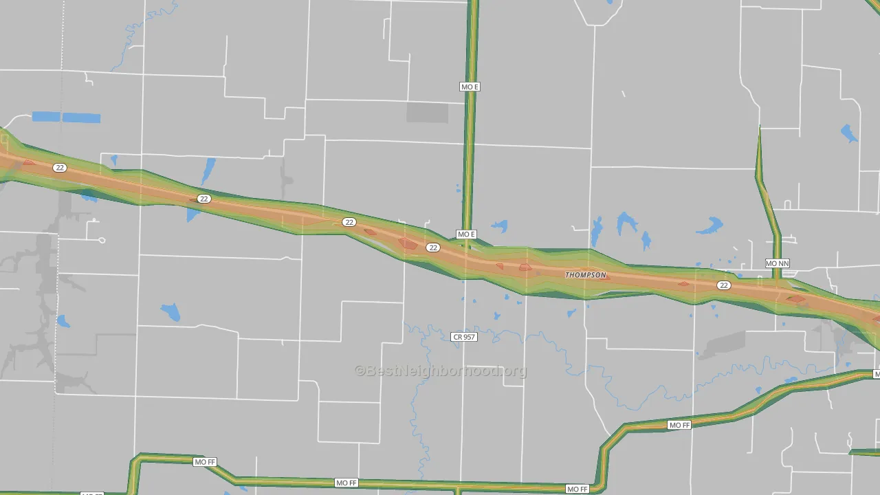 Thompson, MO Map of Noise Levels in Thompson