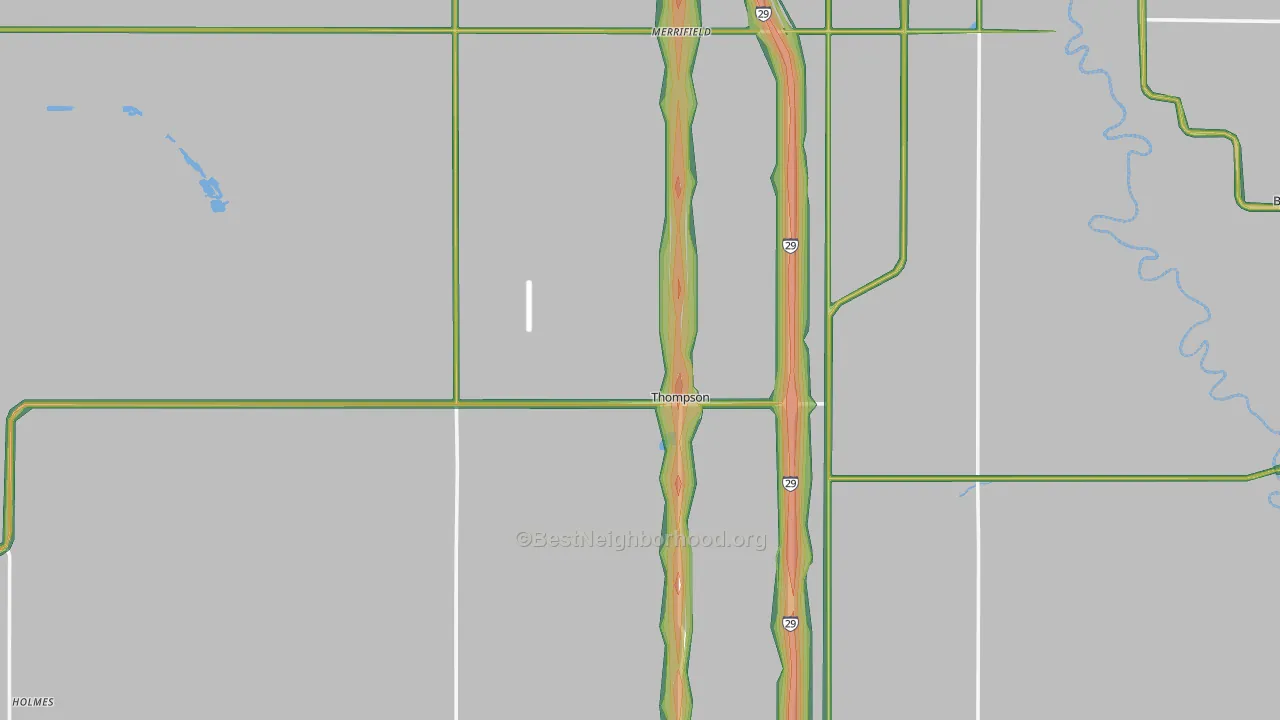 Thompson, ND Map of Noise Levels in Thompson