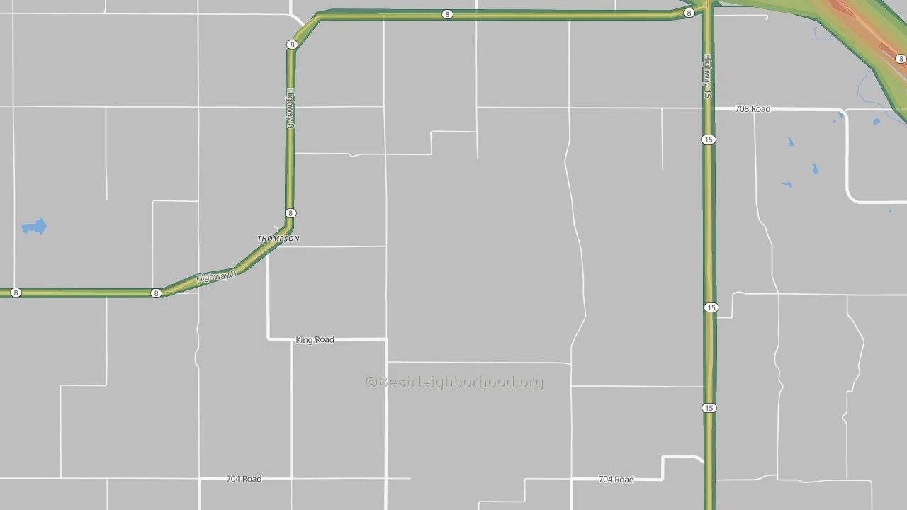 Thompson, NE Map of Noise Levels in Thompson
