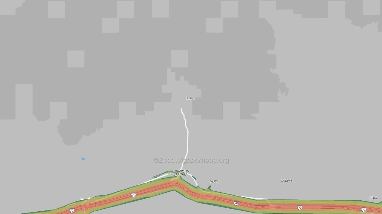 Thompson Springs, UT Map of Noise Levels in Thompson Springs