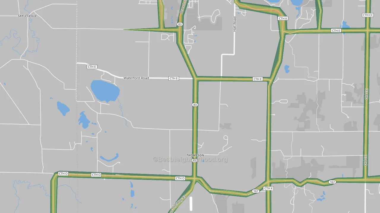 Thompson, WI Map of Noise Levels in Thompson