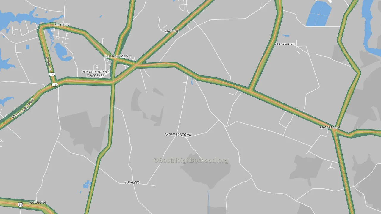 Thompsontown, MD Map of Noise Levels in Thompsontown