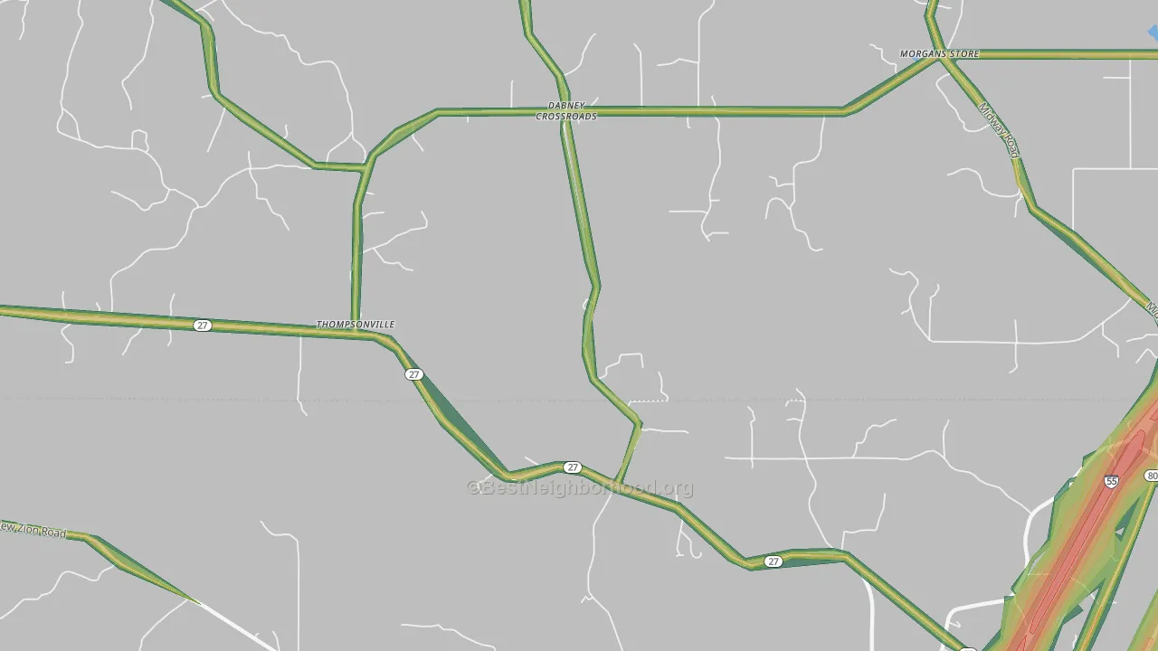 Thompsonville, MS Map of Noise Levels in Thompsonville