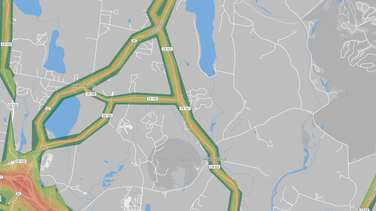 Thompsonville, NY Map of Noise Levels in Thompsonville
