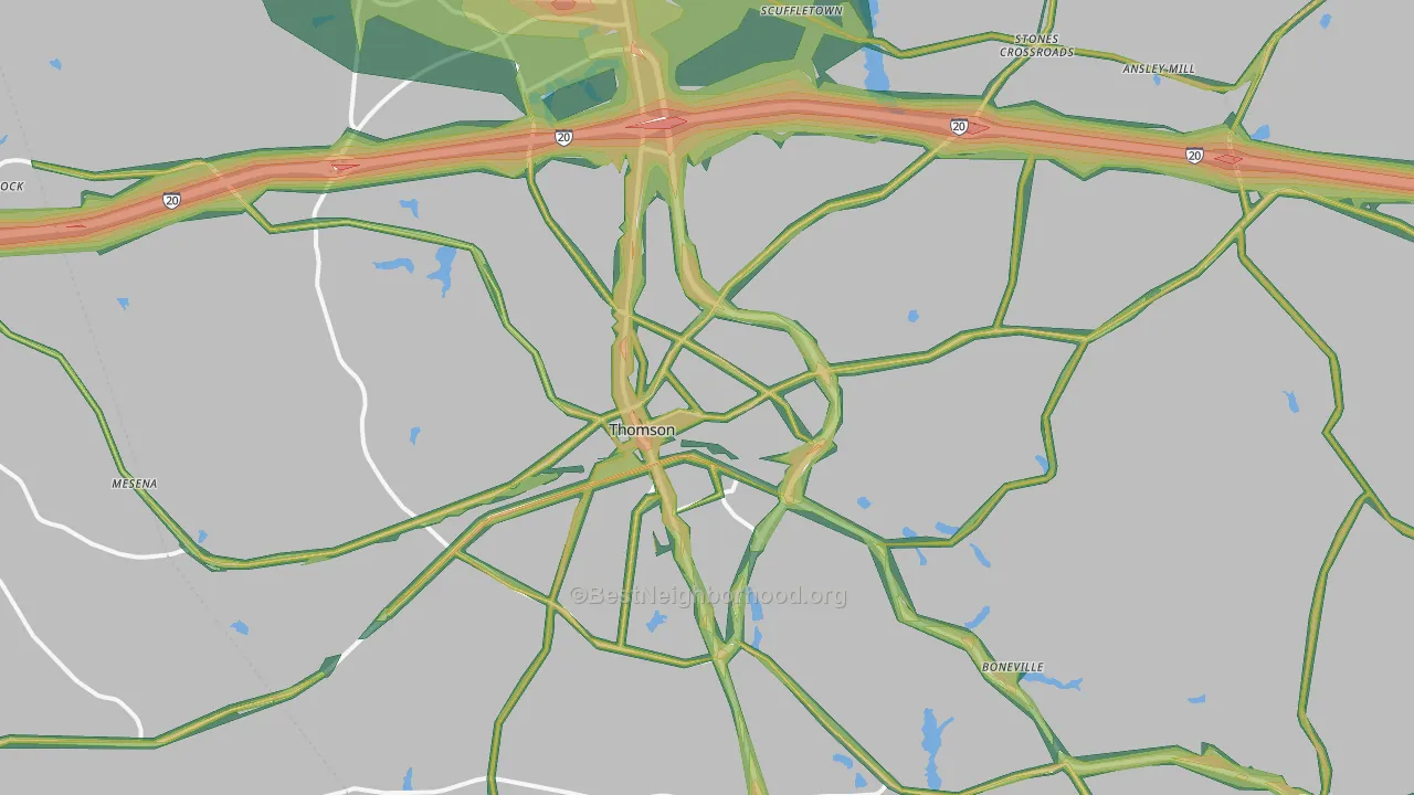 Thomson, GA Map of Noise Levels in Thomson