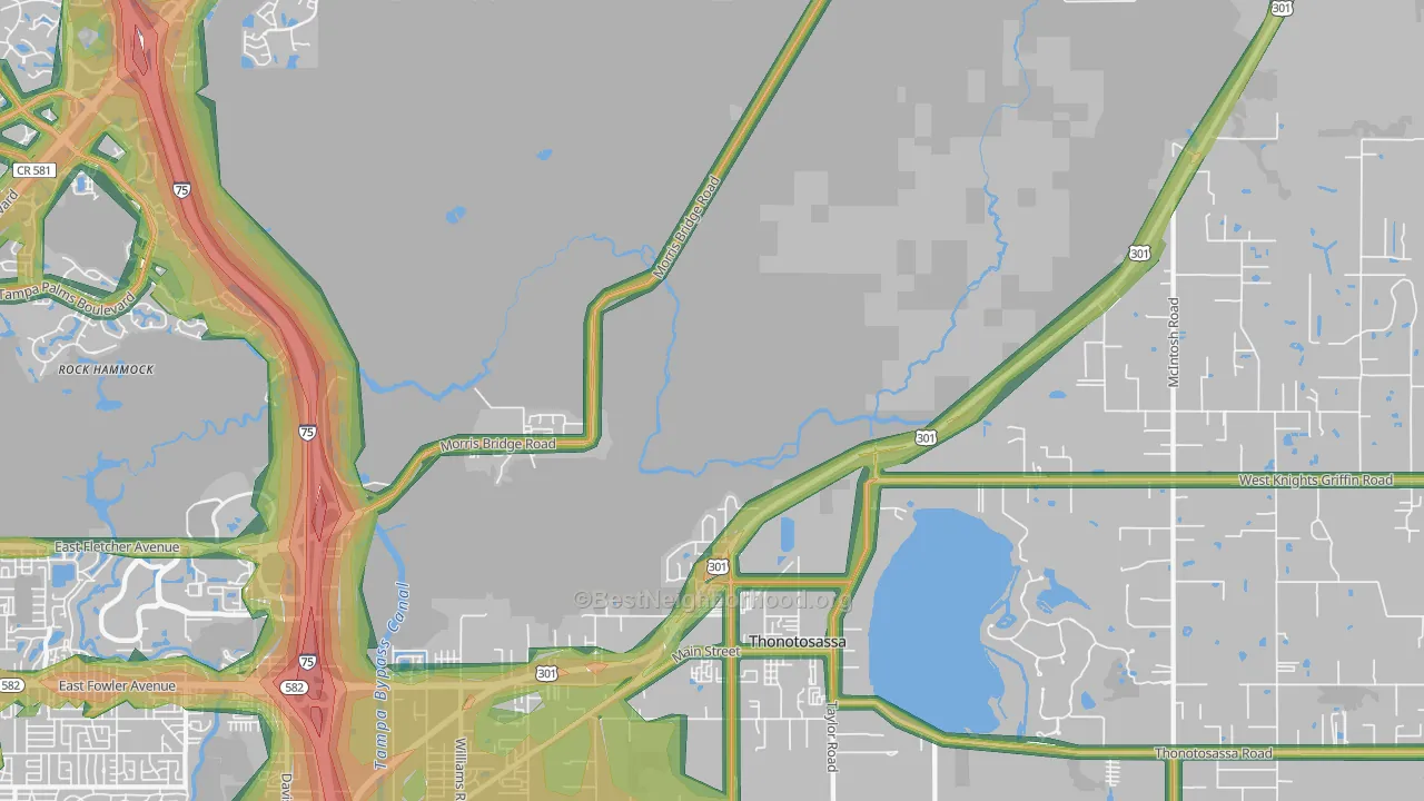 Thonotosassa, FL Map of Noise Levels in Thonotosassa