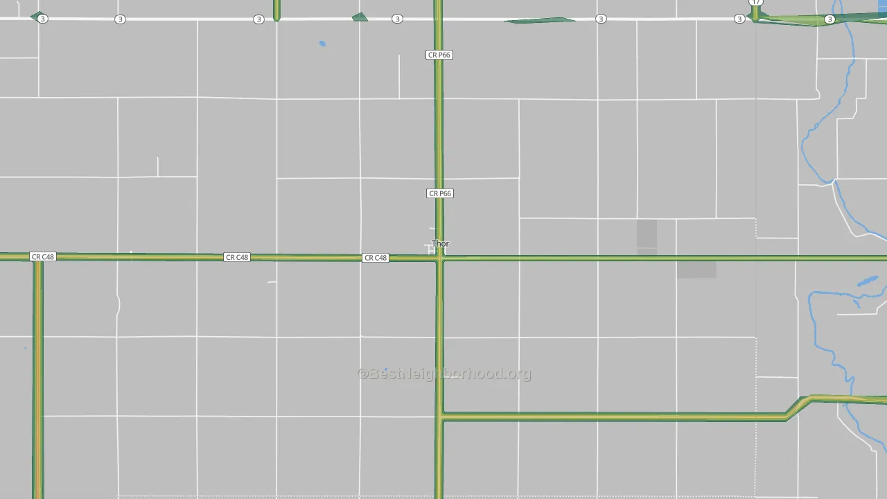 Thor, IA Map of Noise Levels in Thor