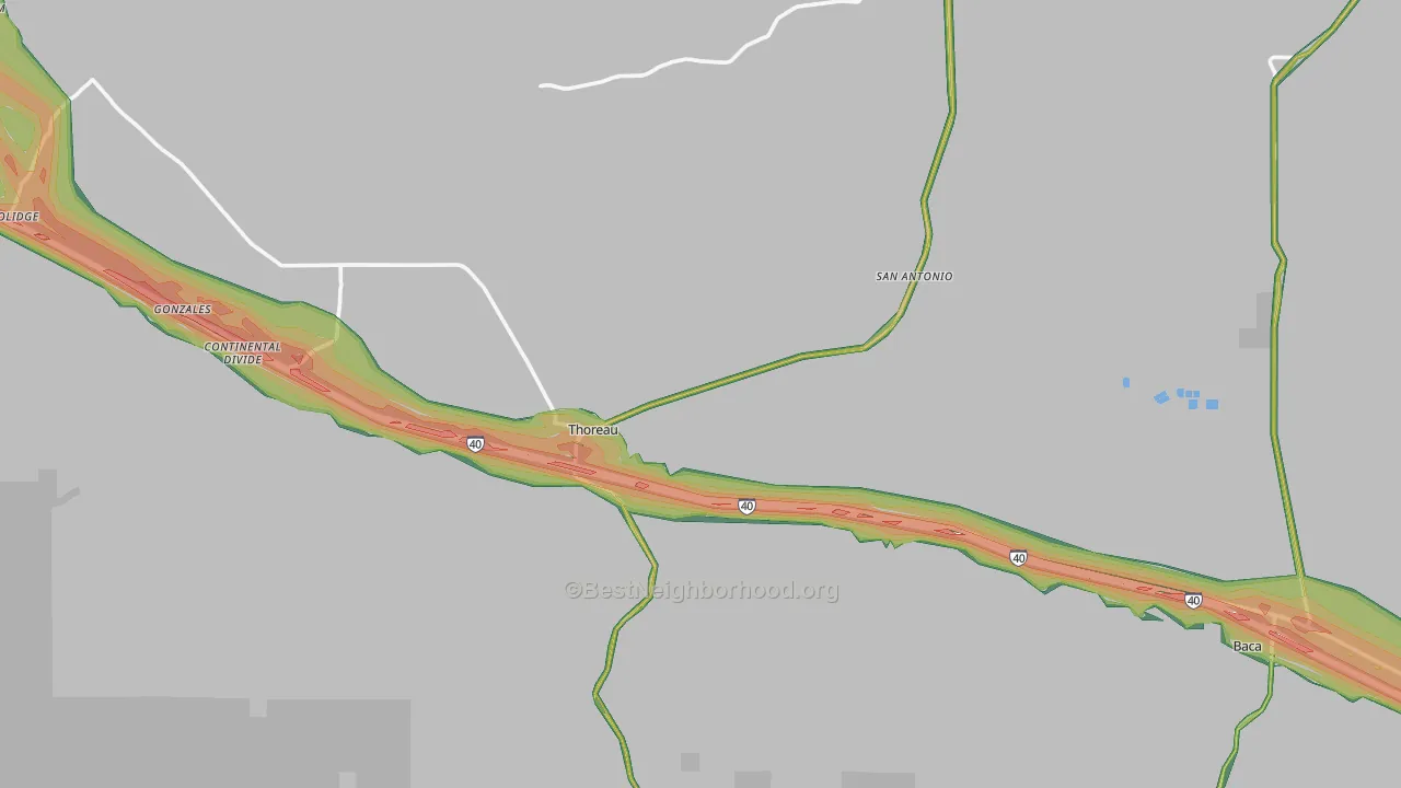 Thoreau, NM Map of Noise Levels in Thoreau
