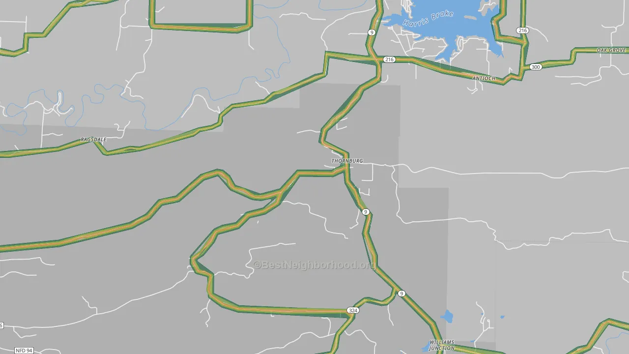 Thornburg, AR Map of Noise Levels in Thornburg