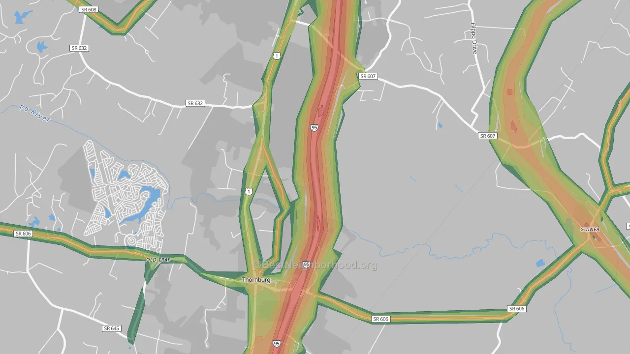 Thornburg, VA Map of Noise Levels in Thornburg