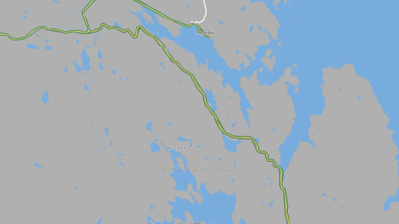 Thorne Bay, AK Map of Noise Levels in Thorne Bay