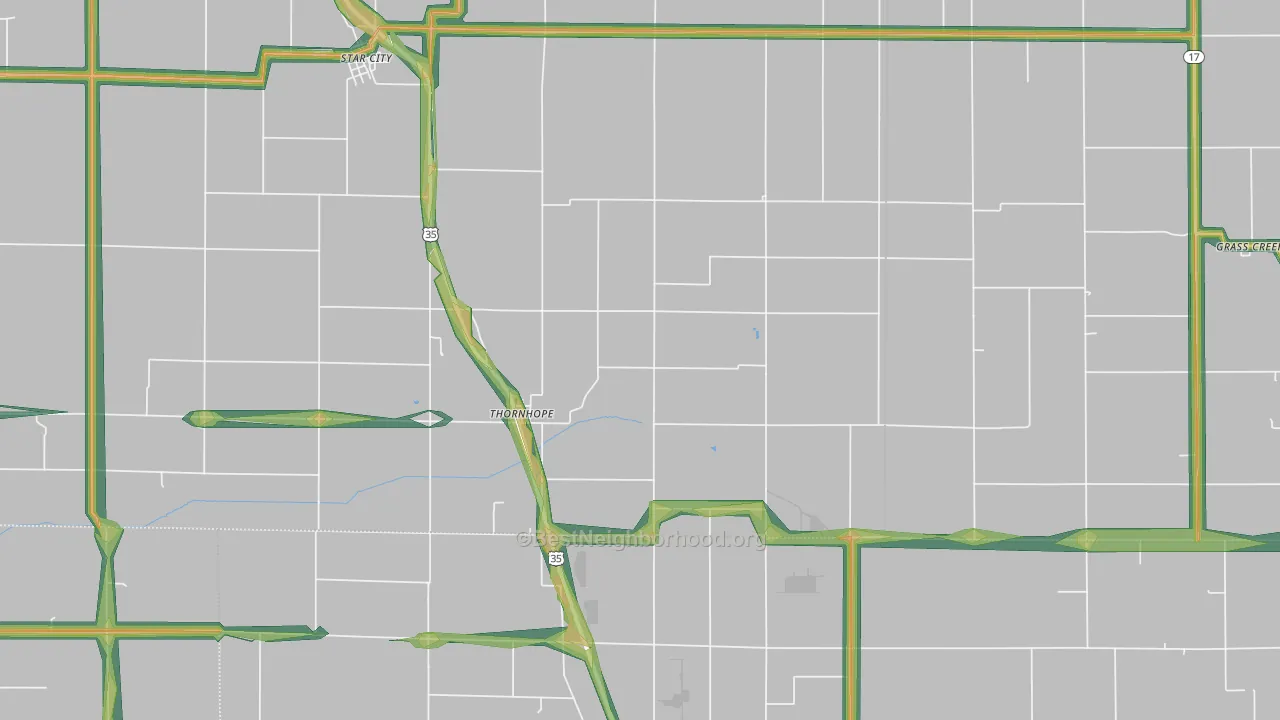 Thornhope, IN Map of Noise Levels in Thornhope