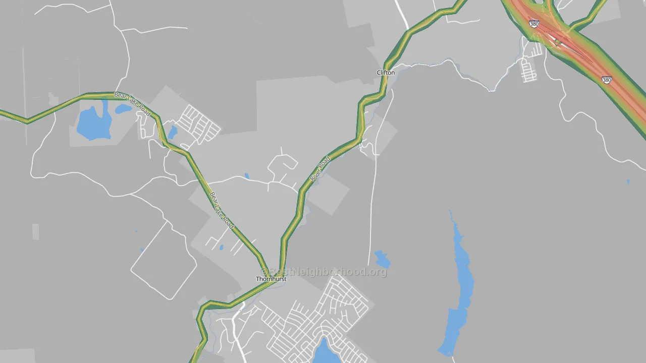 Thornhurst, PA Map of Noise Levels in Thornhurst