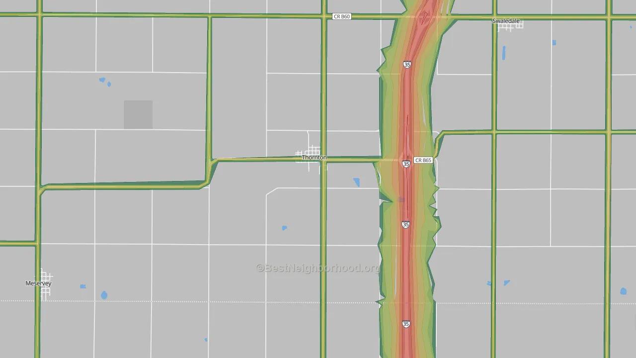 Thornton, IA Map of Noise Levels in Thornton