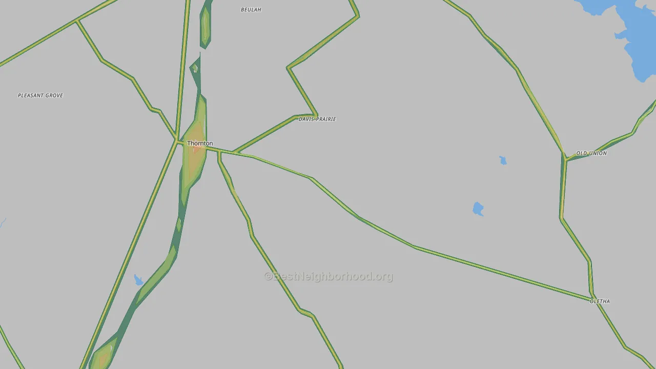 Thornton, TX Map of Noise Levels in Thornton