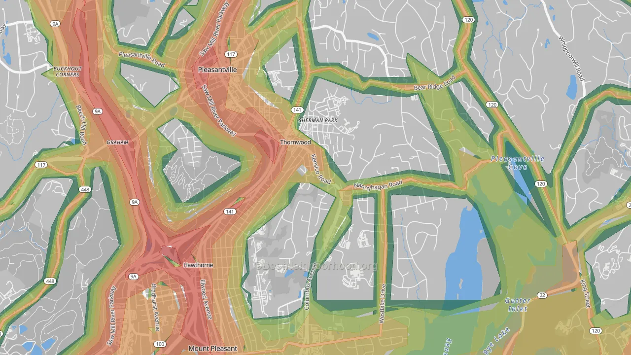 Thornwood, NY Map of Noise Levels in Thornwood