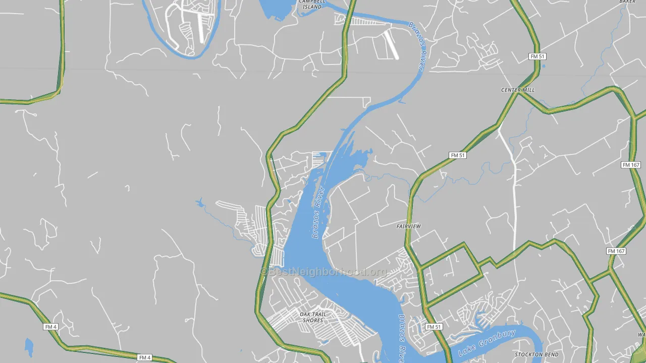 Thorp Spring, TX Map of Noise Levels in Thorp Spring