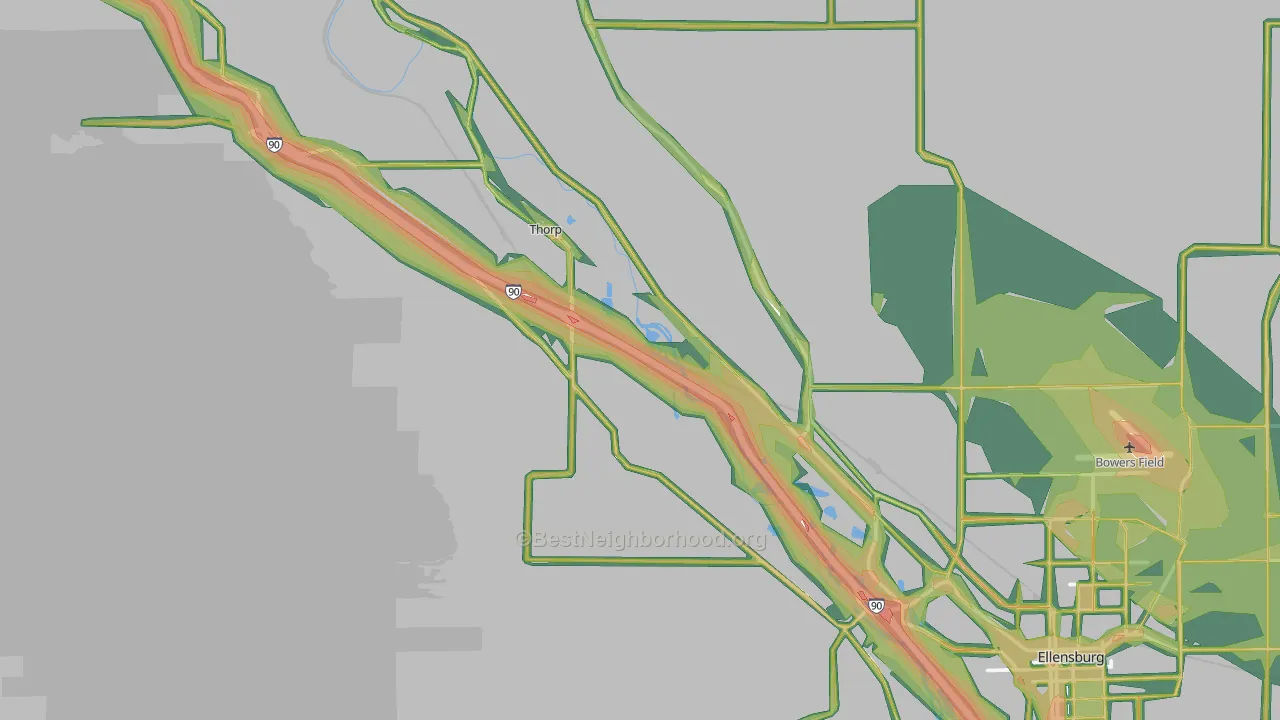 Thorp, WA Map of Noise Levels in Thorp