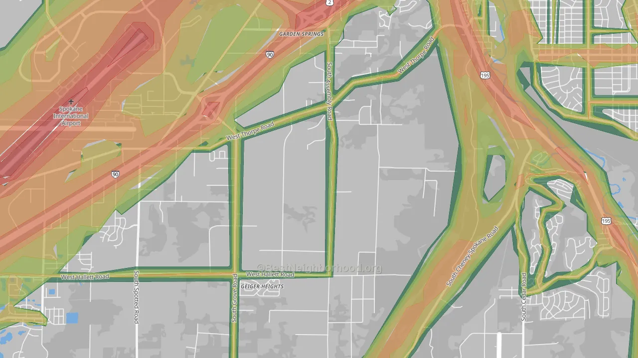 Thorpe Westwood, Spokane, WA Map of Noise Levels in Thorpe Westwood