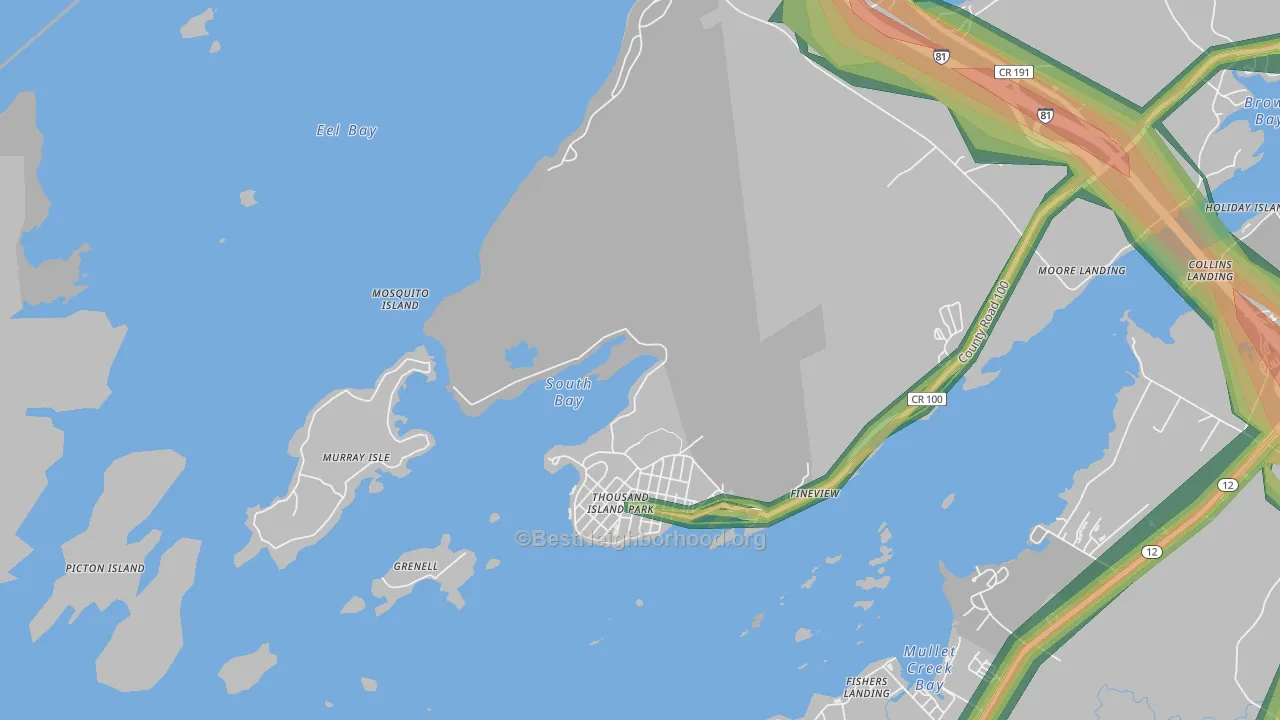 Thousand Island Park, NY Map of Noise Levels in Thousand Island Park