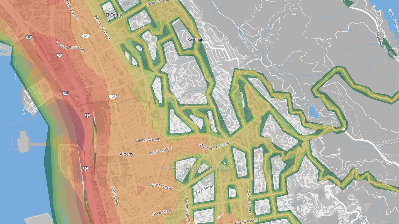 Thousand Oaks, Berkeley, CA Map of Noise Levels in Thousand Oaks