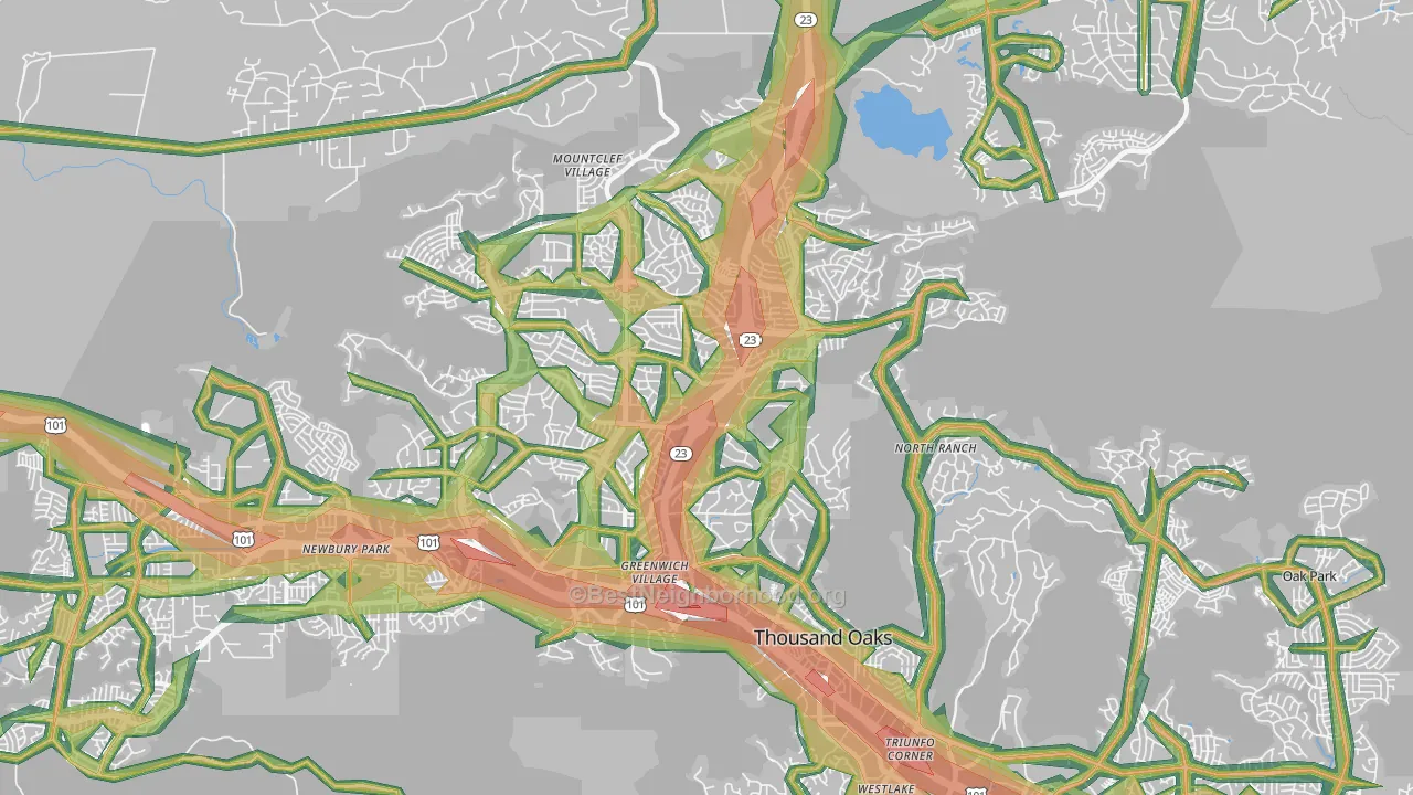 Thousand Oaks, CA Map of Noise Levels in Thousand Oaks