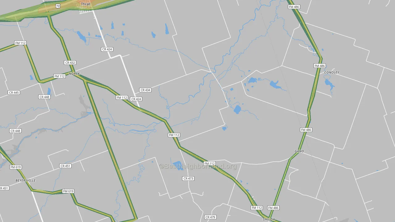 Thrall, TX Map of Noise Levels in Thrall