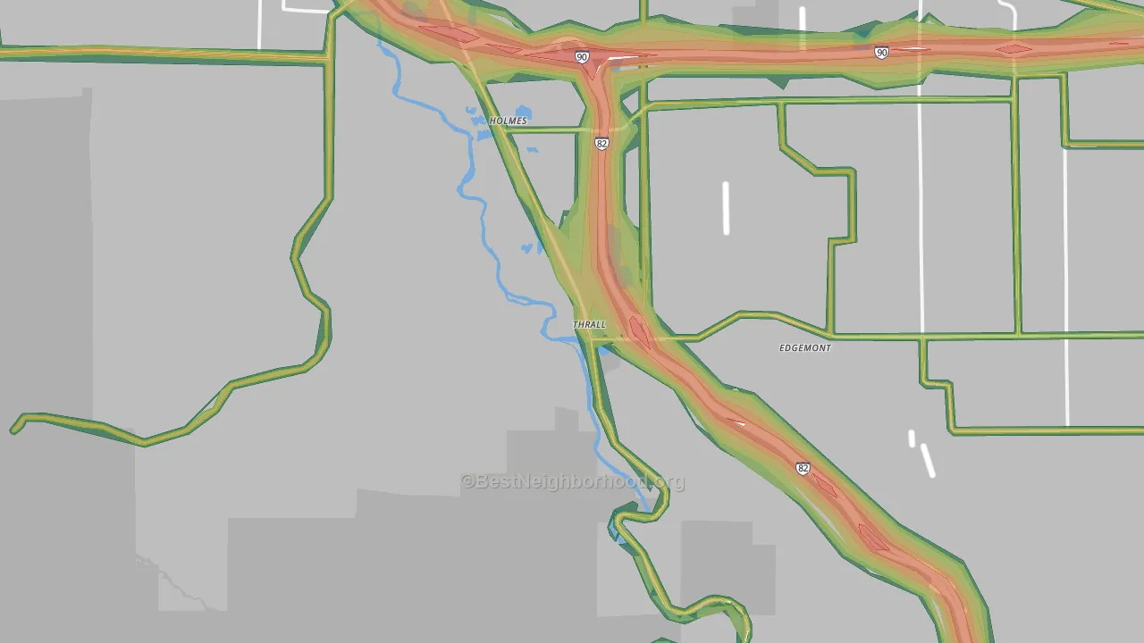 Thrall, WA Map of Noise Levels in Thrall