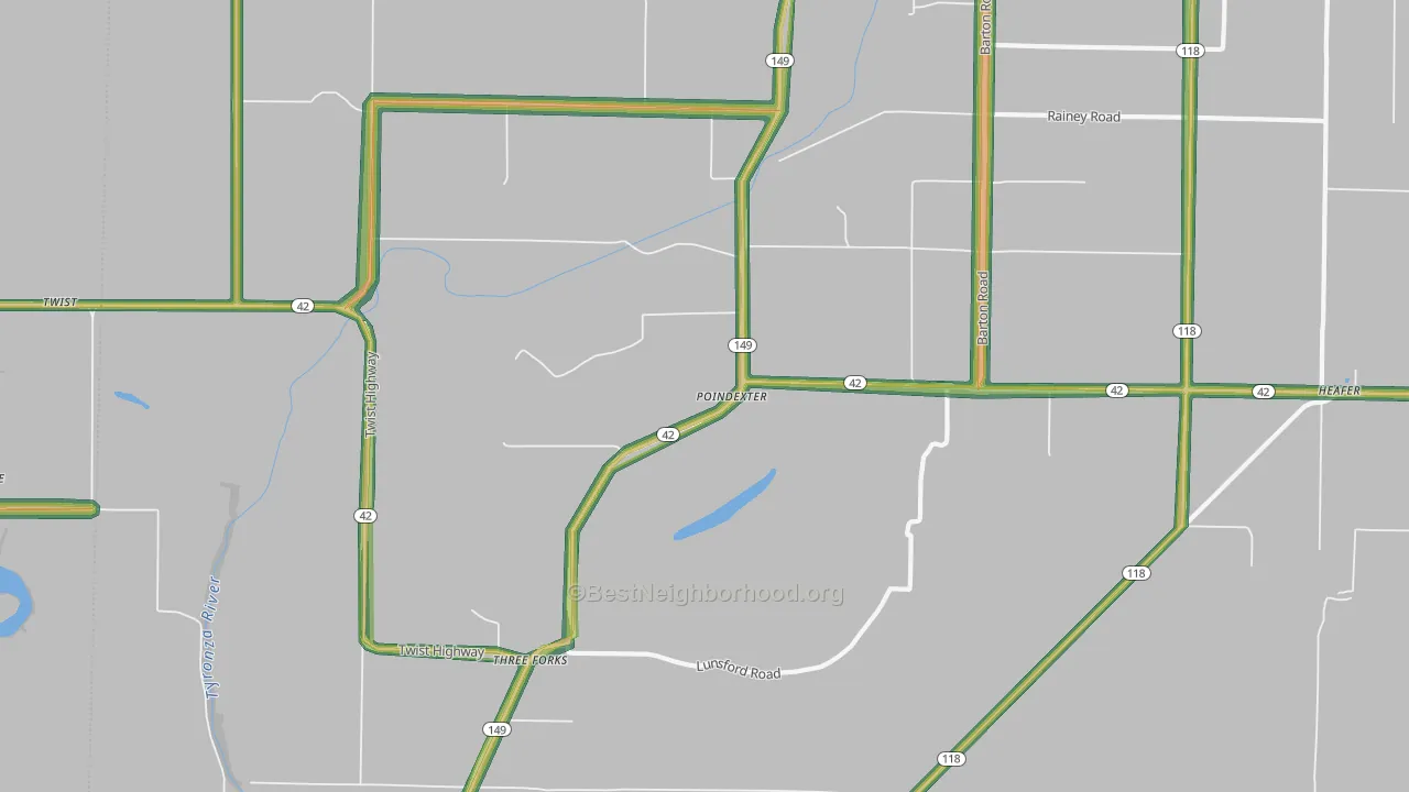 Three Forks, AR Map of Noise Levels in Three Forks