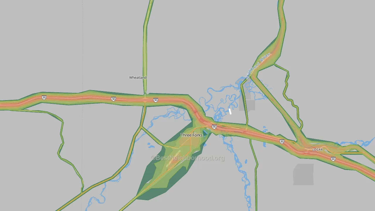 Three Forks, MT Map of Noise Levels in Three Forks