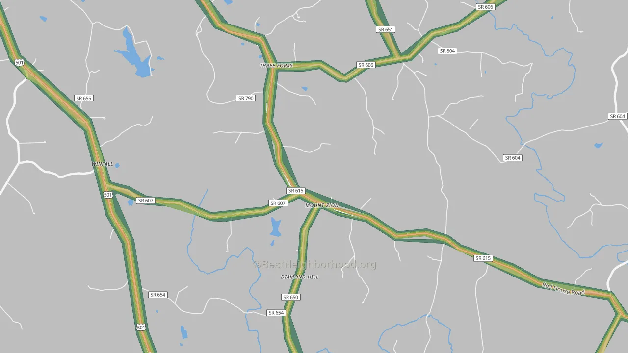 Three Forks, VA Map of Noise Levels in Three Forks