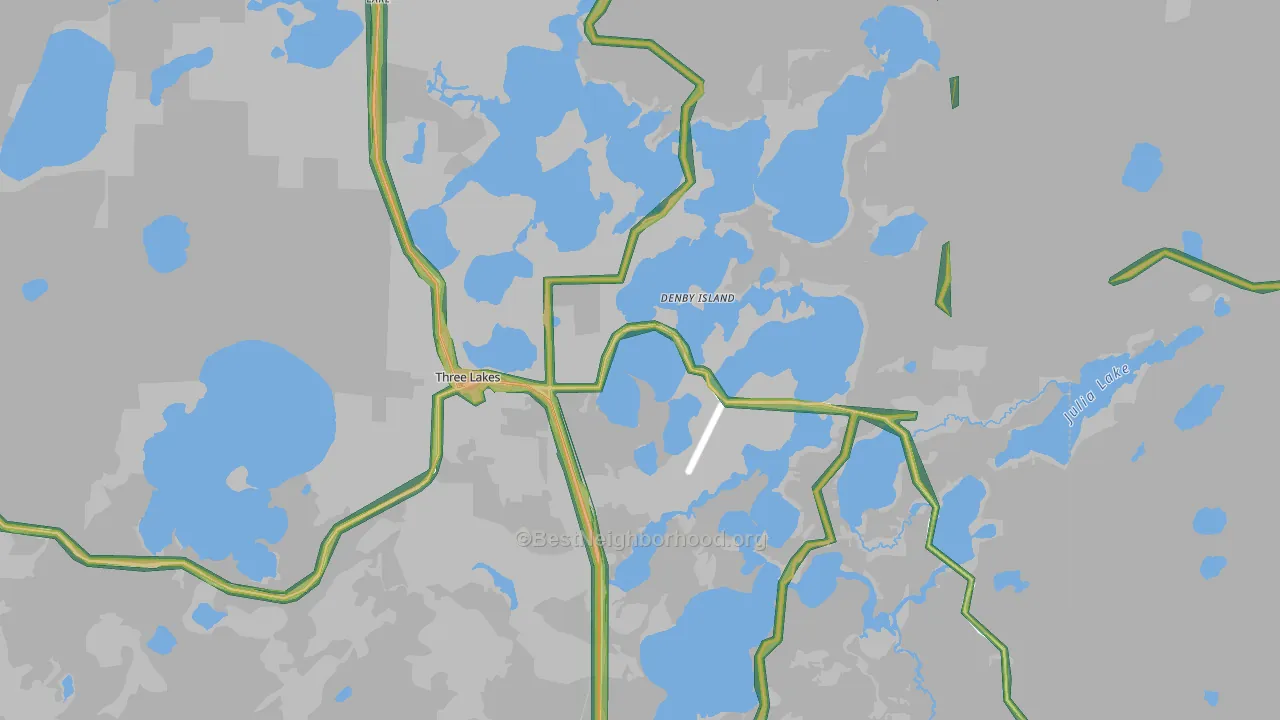Three Lakes, WI Map of Noise Levels in Three Lakes
