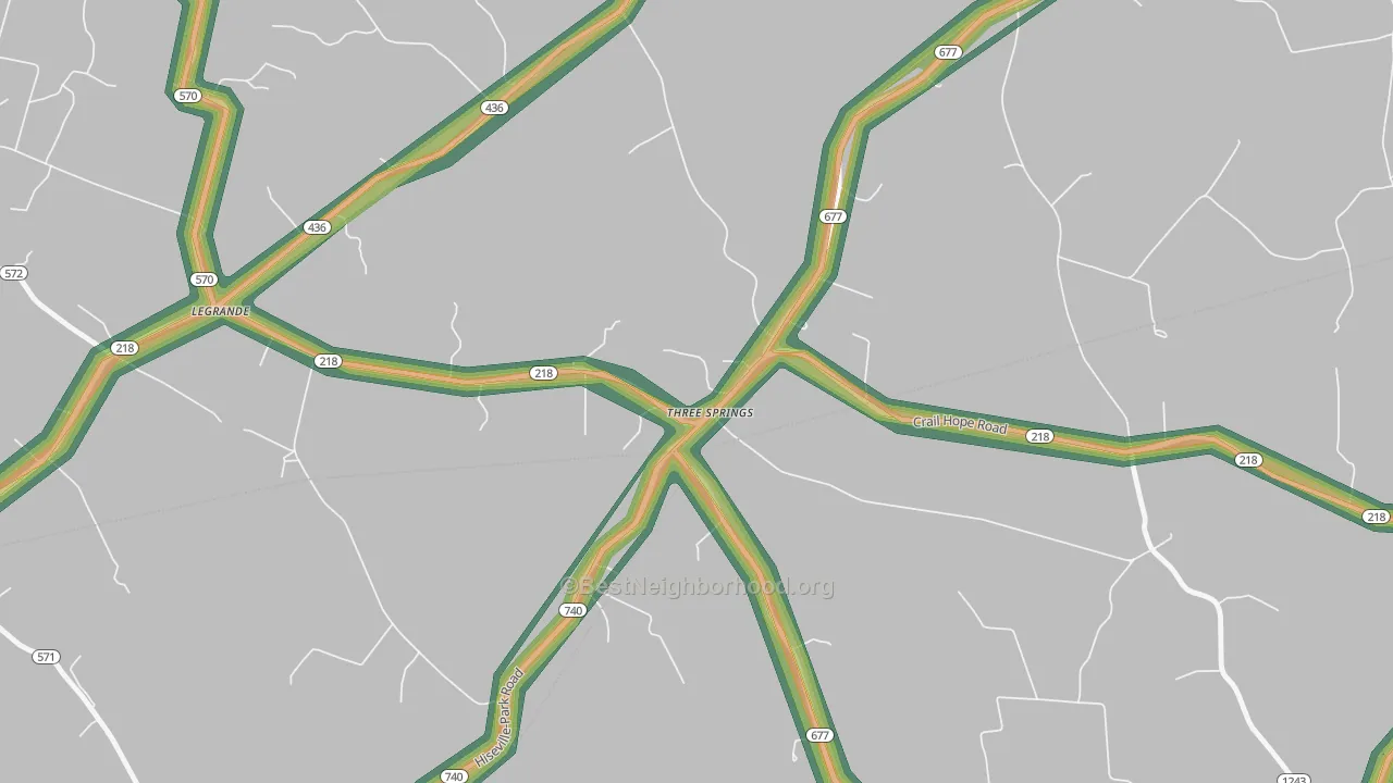 Three Springs, KY Map of Noise Levels in Three Springs