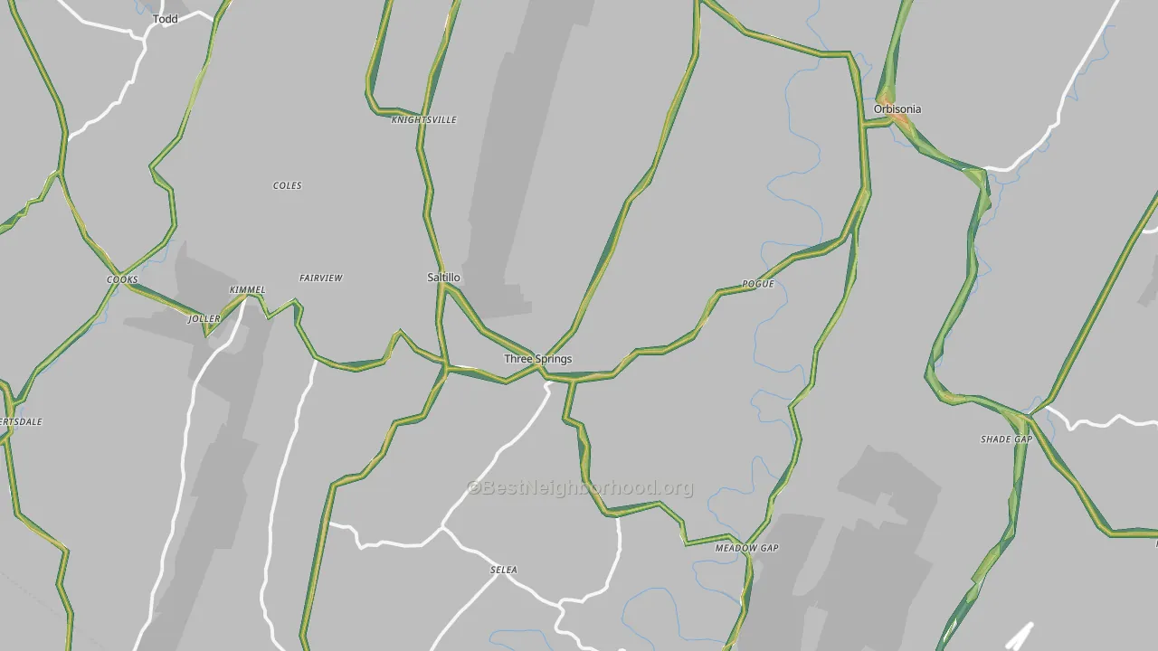 Three Springs, PA Map of Noise Levels in Three Springs