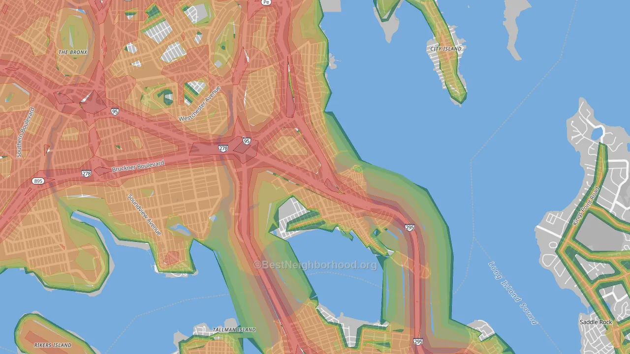 Throgs Neck-Edgewater Park, Bronx, NY Map of Noise Levels in Throgs Neck-Edgewater Park