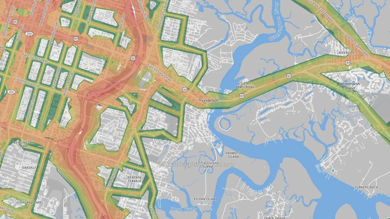 Thunderbolt, GA Map of Noise Levels in Thunderbolt