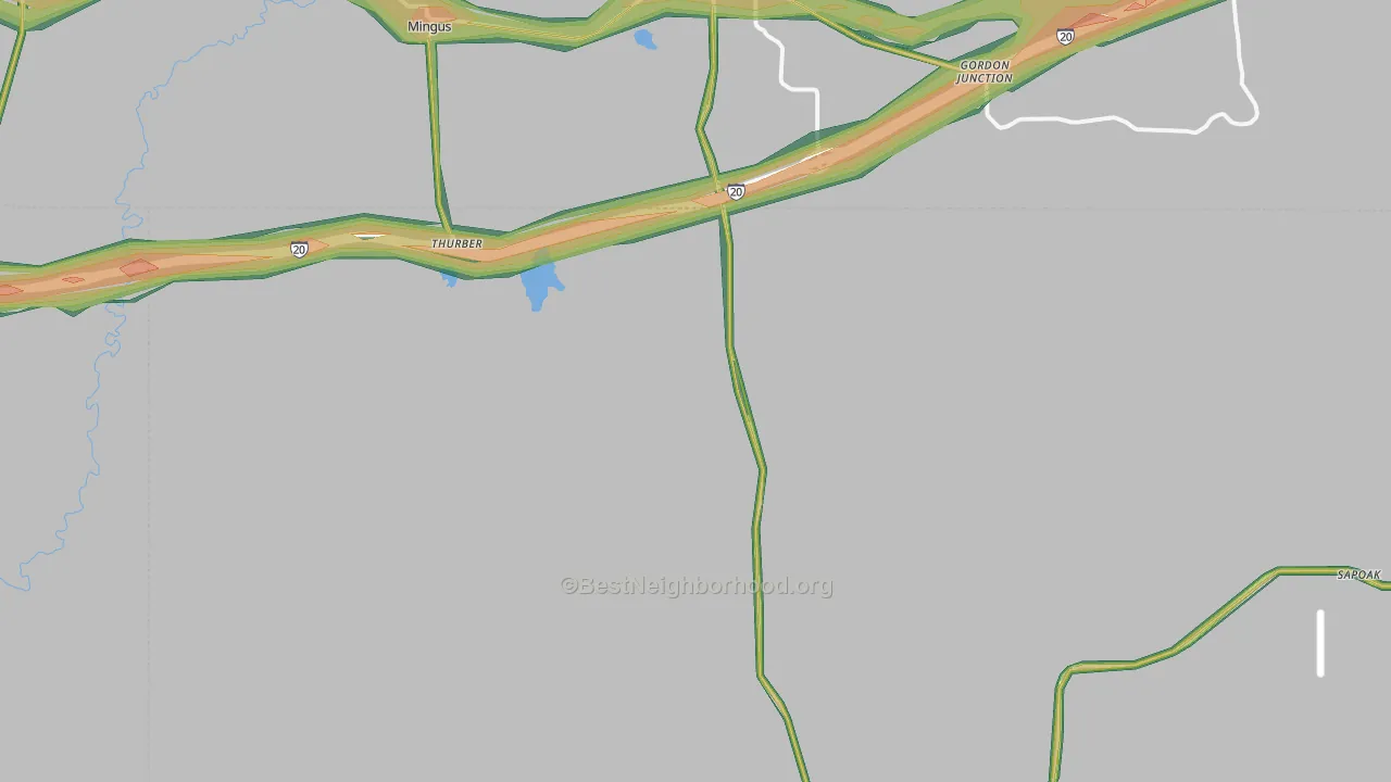 Thurber, TX Map of Noise Levels in Thurber