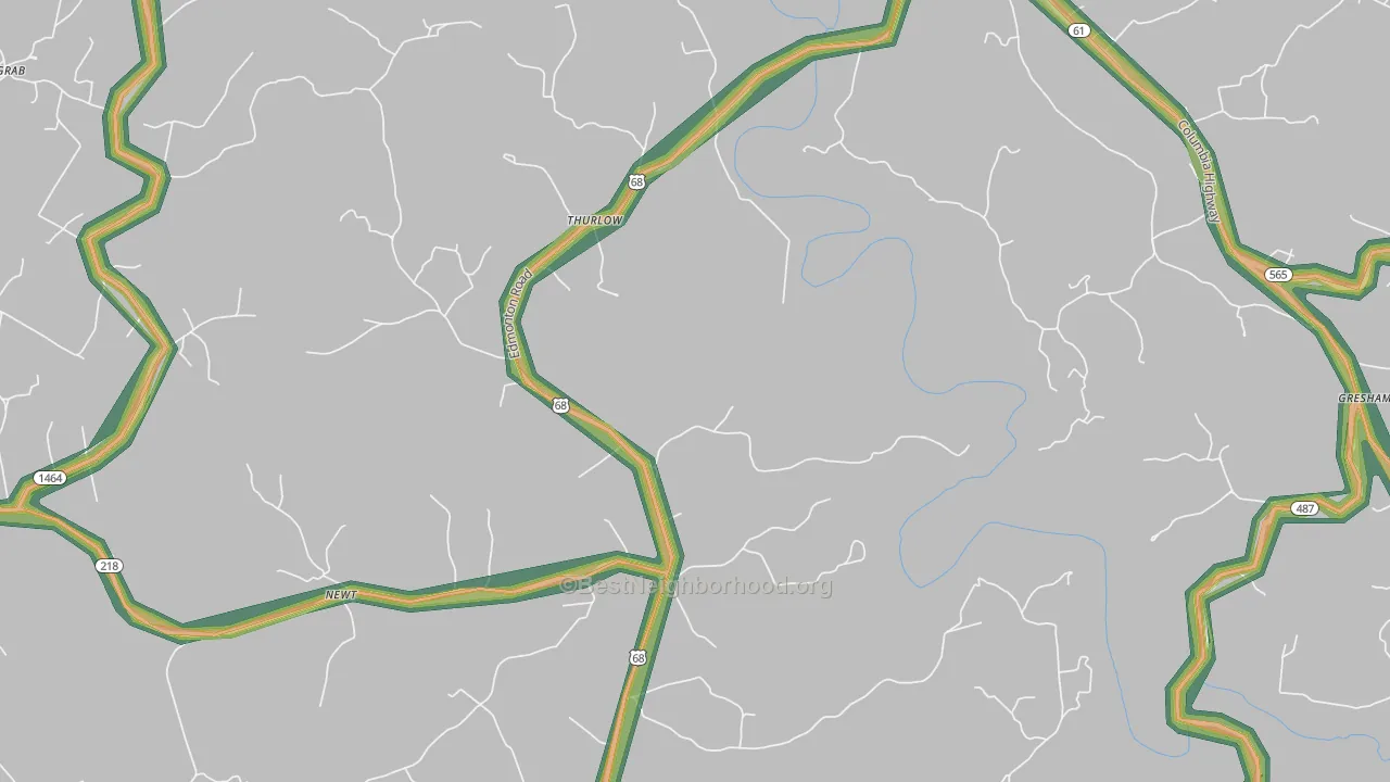Thurlow, KY Map of Noise Levels in Thurlow