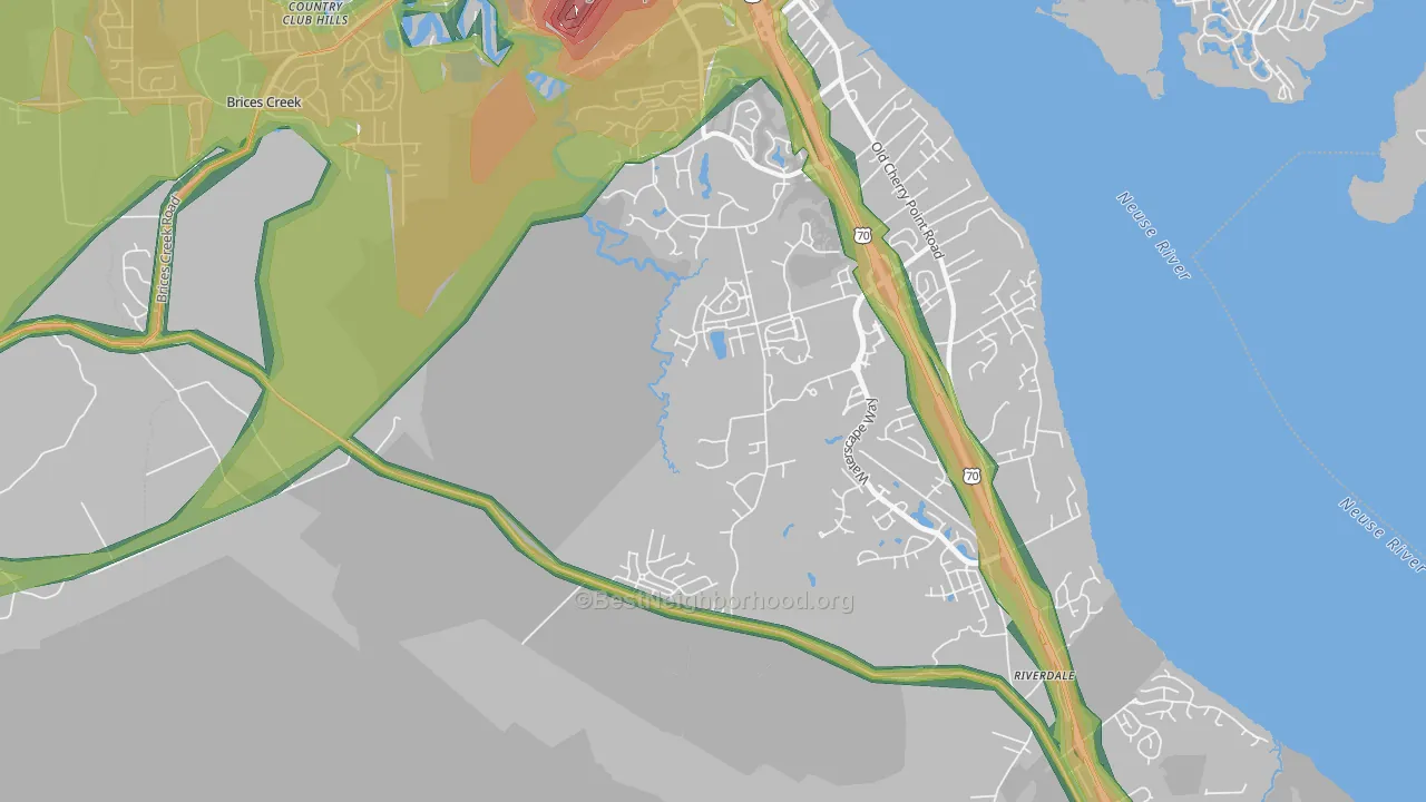 Thurman, NC Map of Noise Levels in Thurman