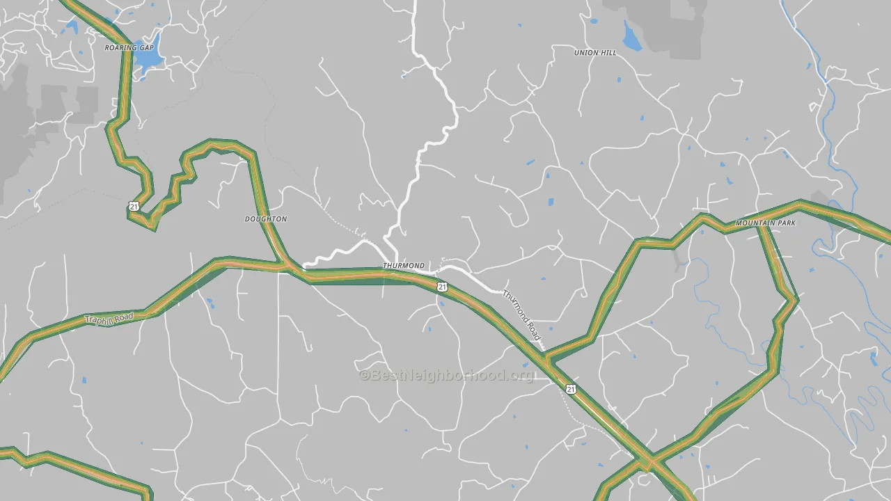 Thurmond, NC Map of Noise Levels in Thurmond