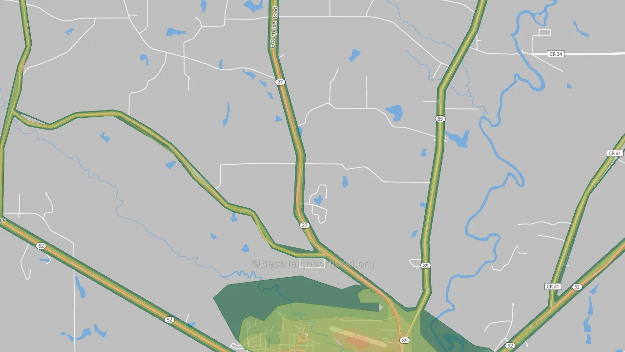 Thurston, AL Map of Noise Levels in Thurston
