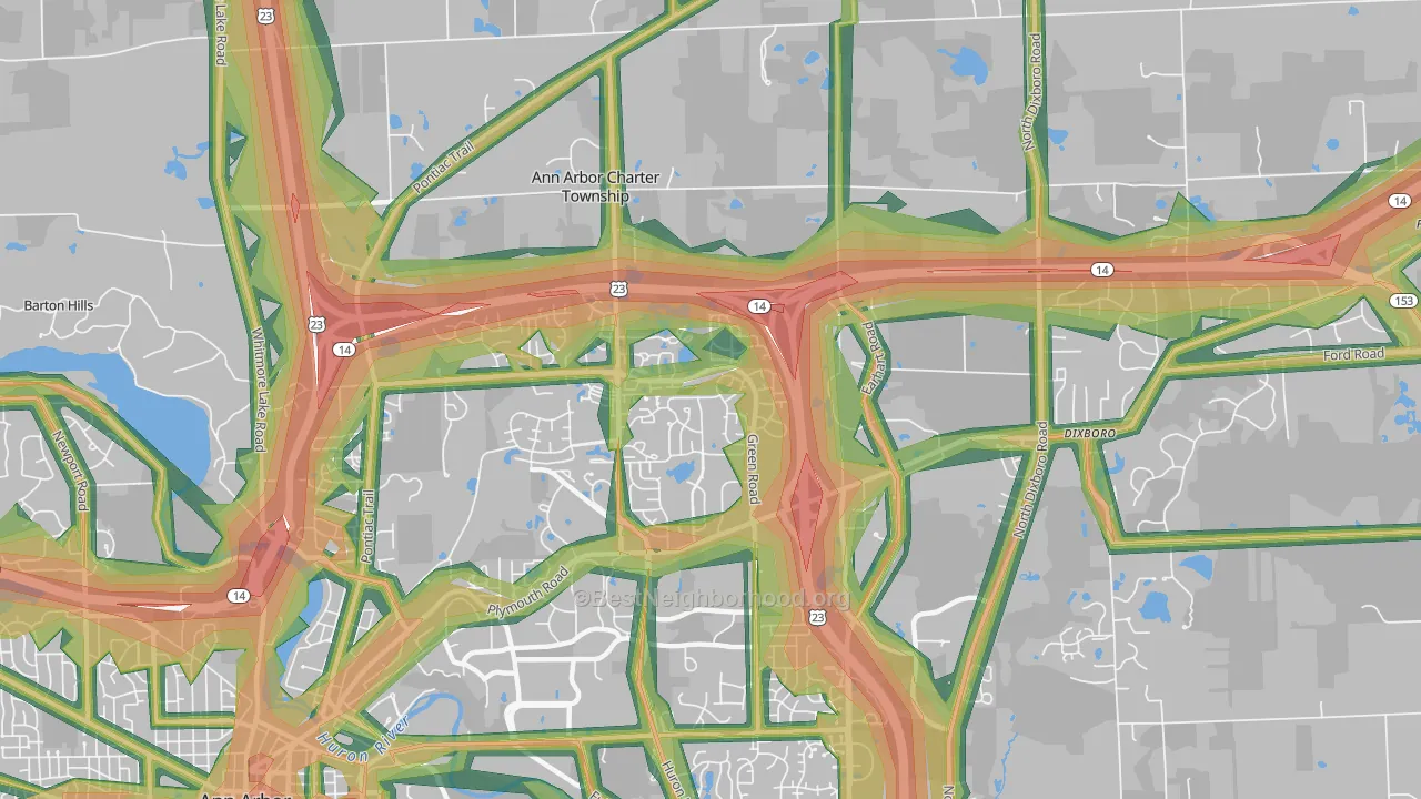 Thurston, Ann Arbor, MI Map of Noise Levels in Thurston