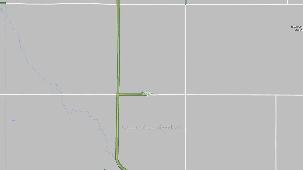 Thurston, NE Map of Noise Levels in Thurston
