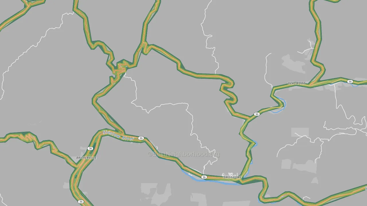 Tide, OR Map of Noise Levels in Tide