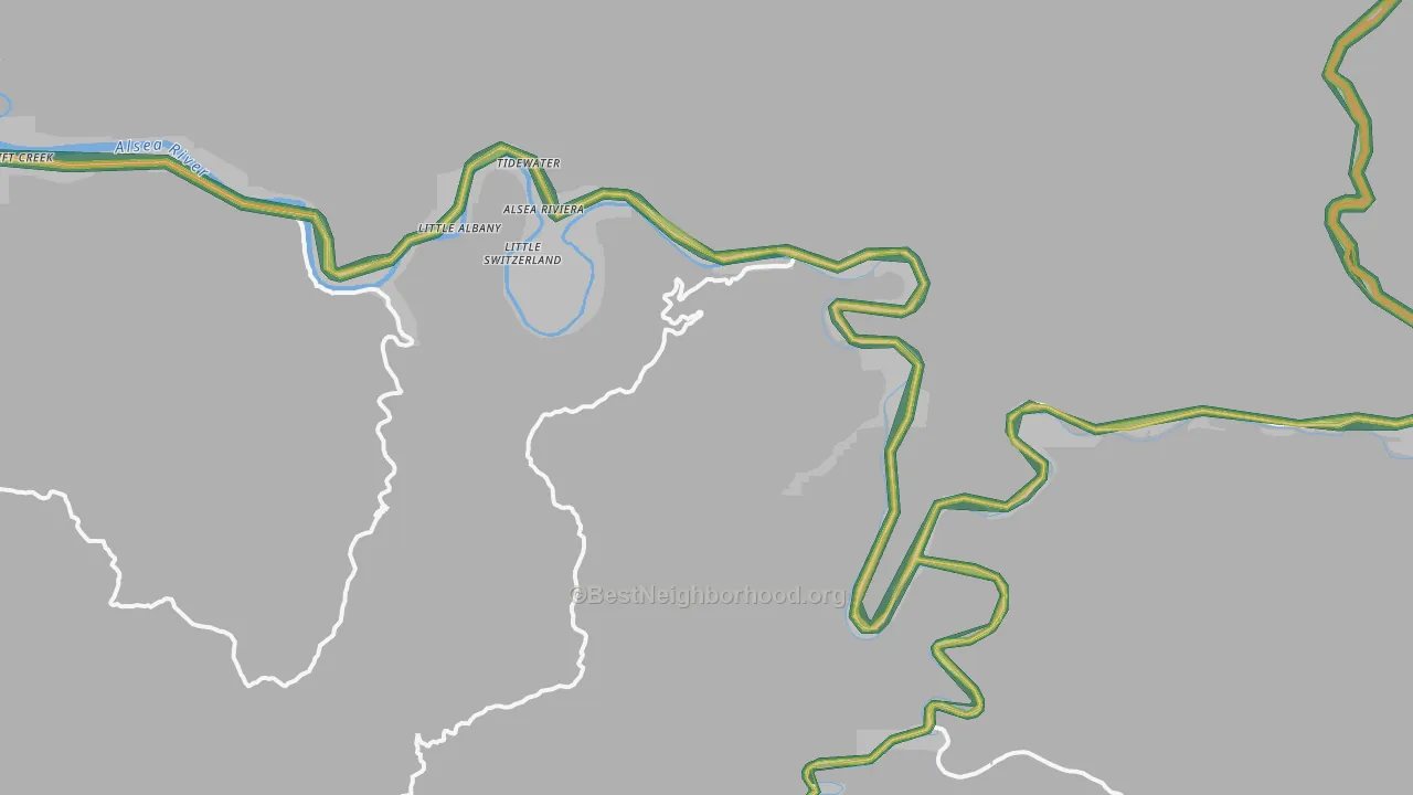 Tidewater, OR Map of Noise Levels in Tidewater