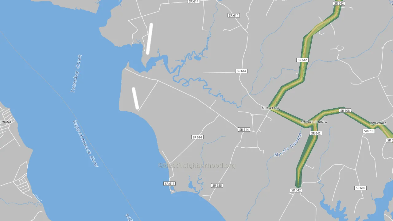 Tidewater, VA Map of Noise Levels in Tidewater
