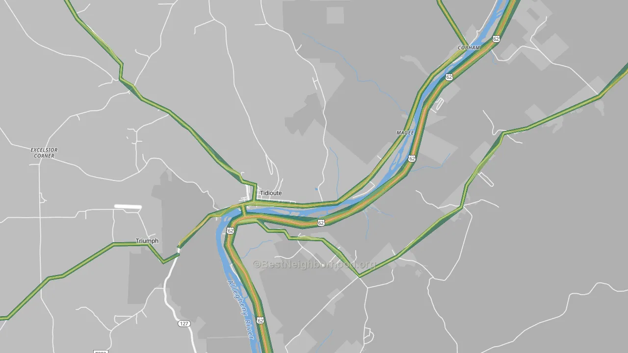 Tidioute, PA Map of Noise Levels in Tidioute